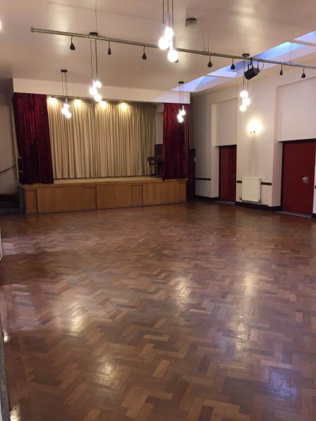 Large hall with wooden floor